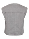 Sonya Cropped Denim Waistcoat - Light Grey