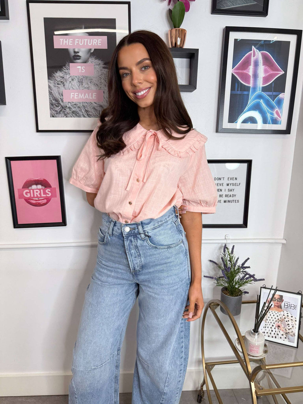 Rio Frill Collar Blouse - Peach