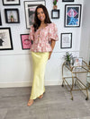 Yara Tie Front Embroidered Blouse - Pink