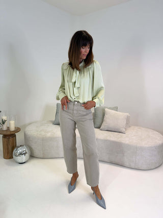 Luna Lace Trimmed Blouse - Green