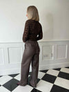 Melba Lisa Wide Coated Pants - Seal Brown
