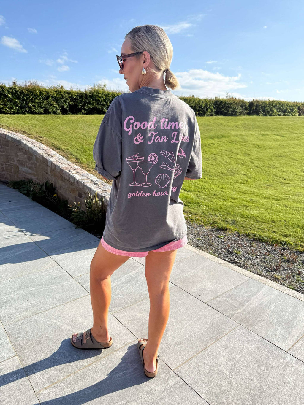 In Good Times Oversized T-Shirt - Washed Charcoal