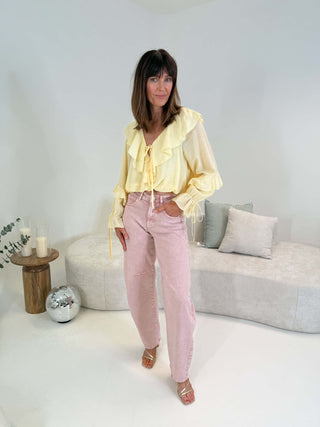 Izzy Barrel Leg Jeans - Pink