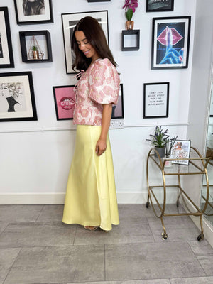 Yara Tie Front Embroidered Blouse - Pink