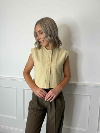 Yaz Denim Waistcoat - Lemon