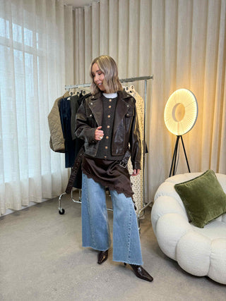 Freya Faux Leather Jacket - Brown