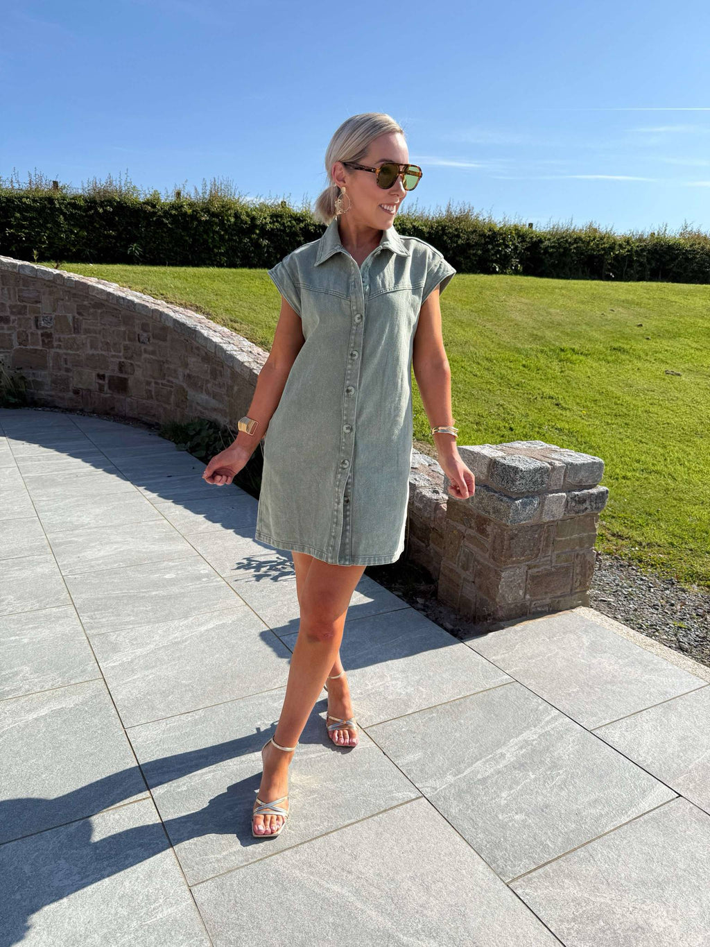 Ozzi Demin Dress - Khaki