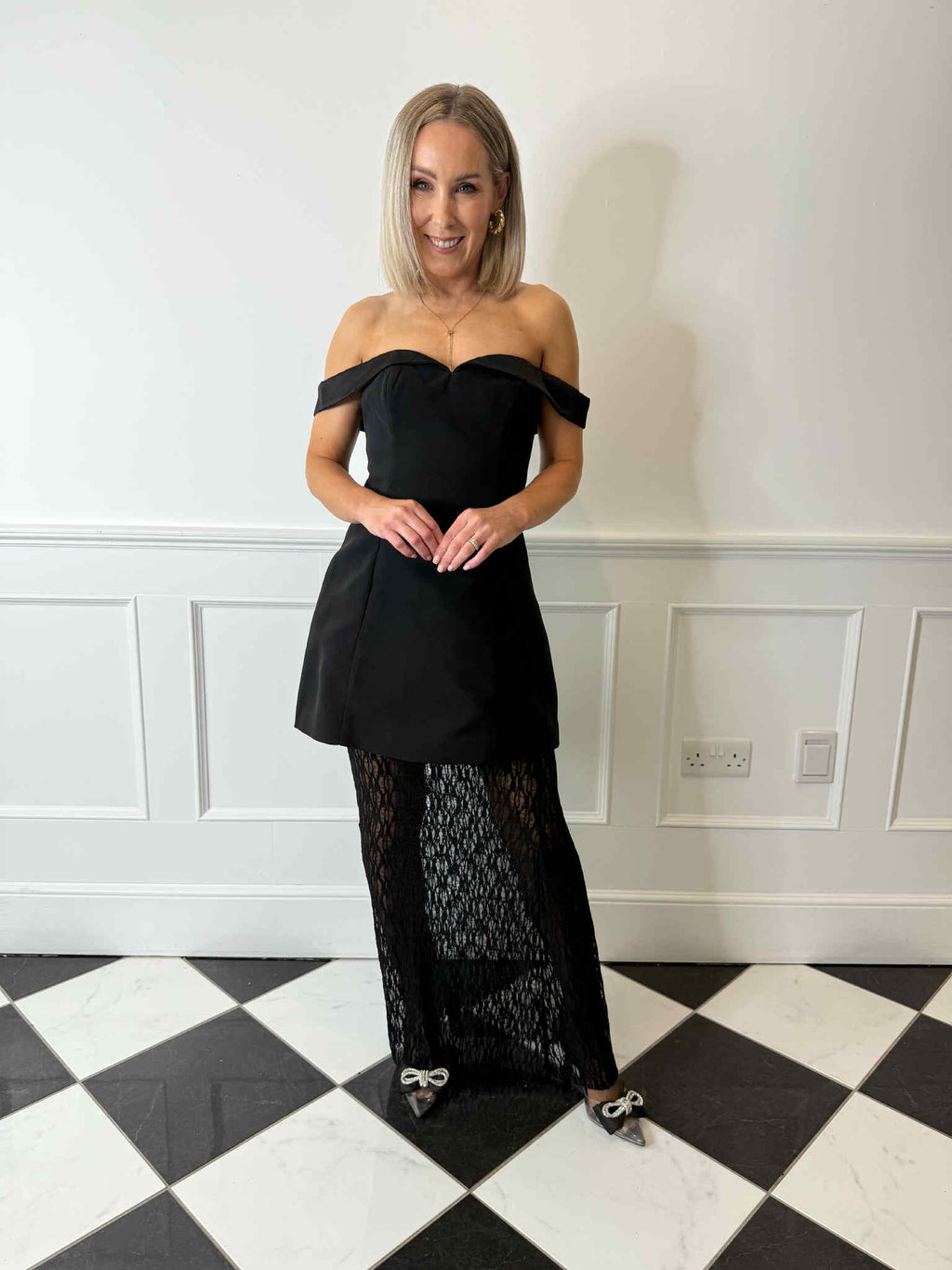 Cara Lace Maxi Skirt - Black