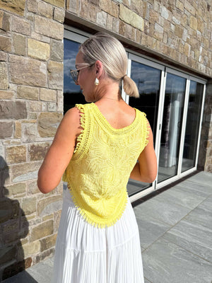 Joy Sleeveless Crochet Top - Yellow