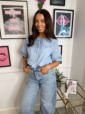 Rio Frill Collar Blouse - Blue