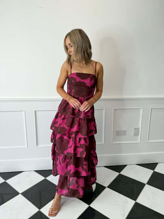 Aalyiah Square Neck Ruffle Midaxi Dress