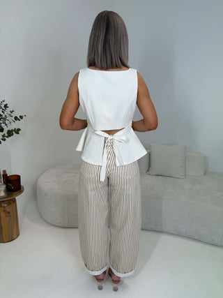 Ashlee Peplum Top - Ecru