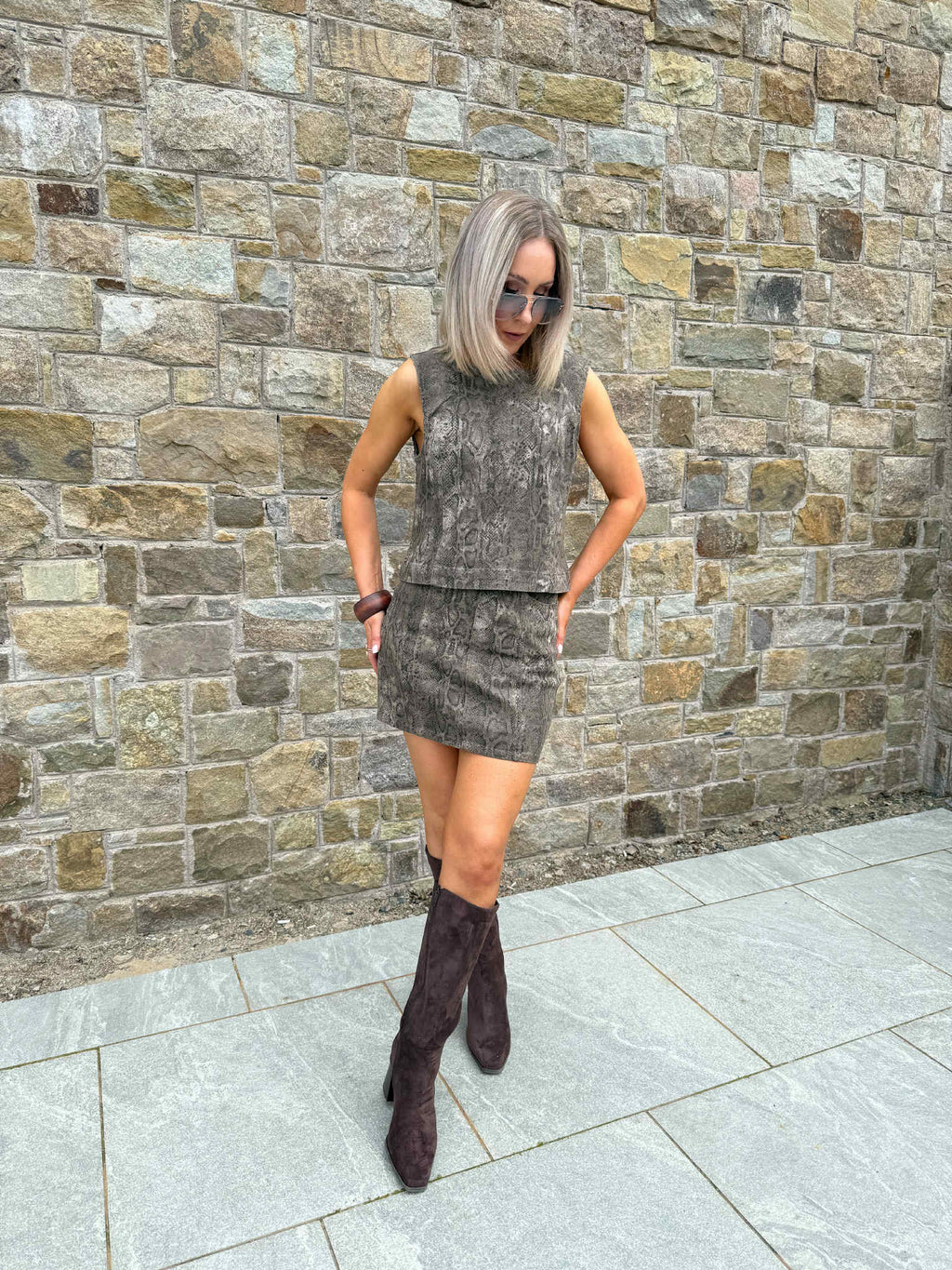 Chia High Waist Mini Skirt - Fondue Fudge Snake