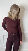 Alise Ribbed Long Sleeve Top - Burgundy
