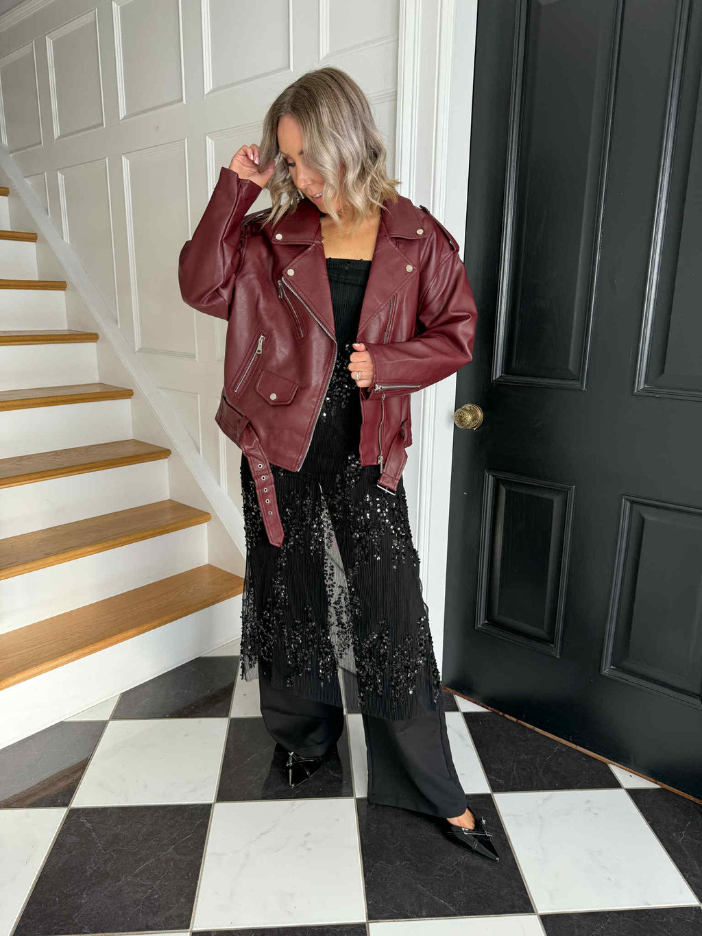 Heidi Biker Jacket - Burgundy
