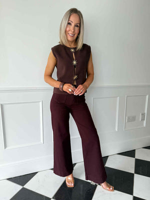 Edel Wide Leg Jeans - Burgundy
