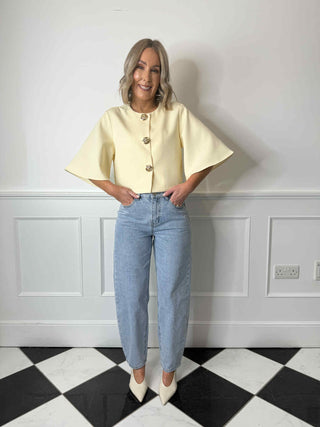 Piper Cropped Jacket - Lemon