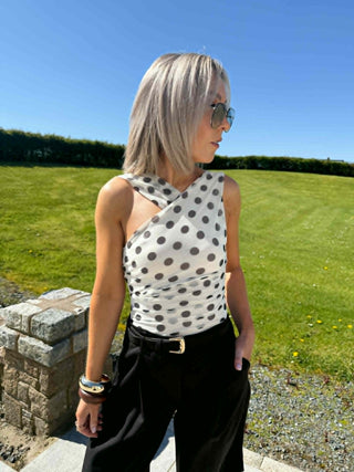 Indi Polka Bodysuit - Black/White