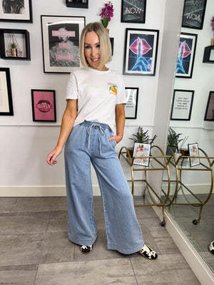 Jemma Denim Joggers - Light Blue