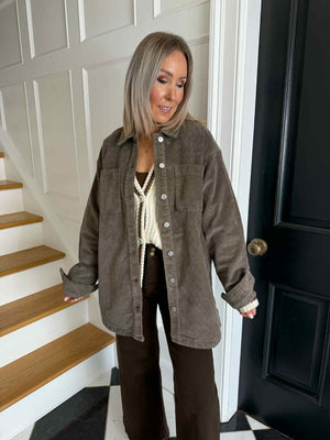 Alva Long Cord Shacket - Morel