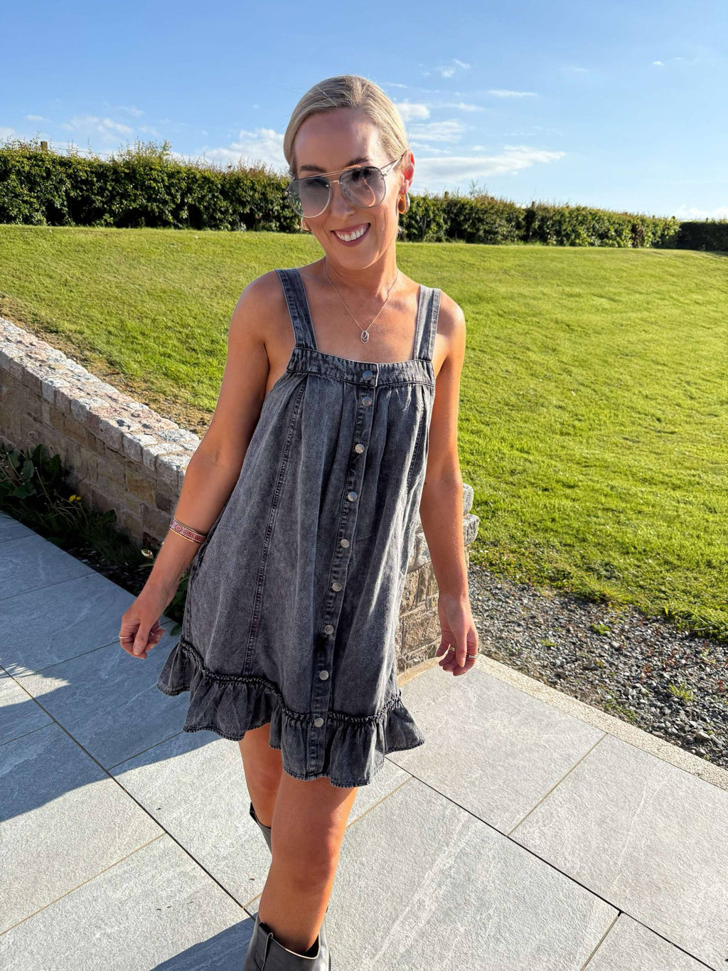Oregon Acid Wash Denim Dress - Black