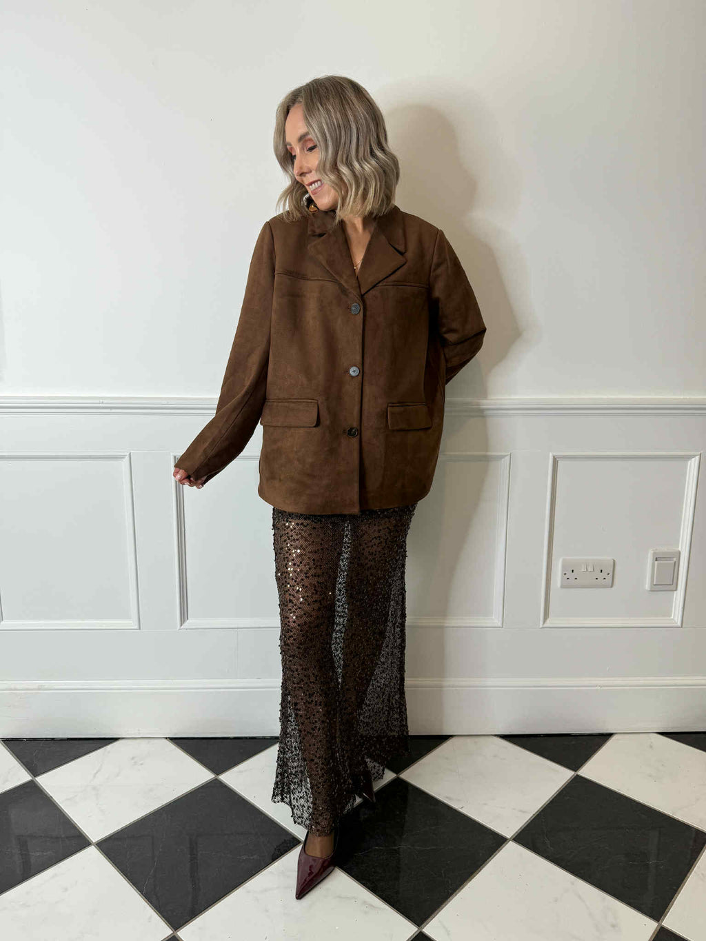 Ruby Sequin Skirt - Brown