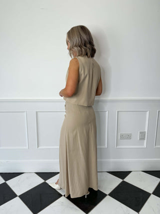 Pixie Linen Midi Skirt - Taupe