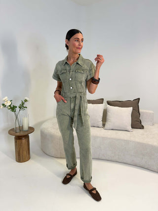Tami Denim Jumpsuit - Khaki