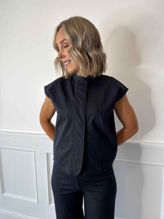 Bia Vest - Maritime Blue Pinstriped