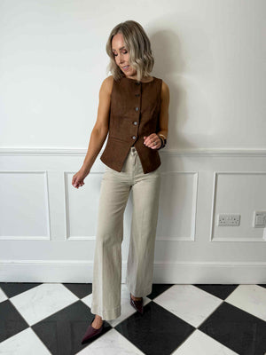Rakel Suede Waistcoat - Brown