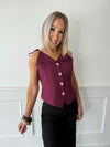 Jess Tie Shoulder Waistcoat - Plum