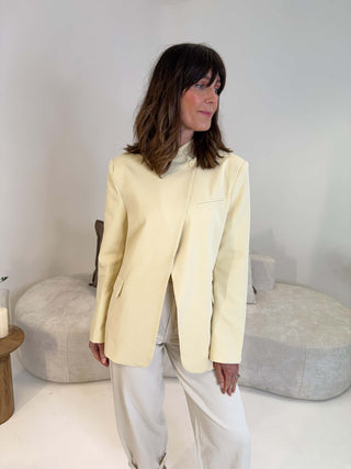 Lela Funnel Neck Blazer - Lemon