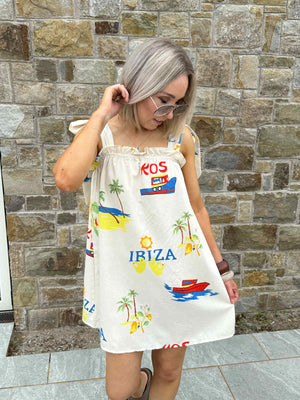 Bella Tie Shoulder Mini Dress - Ibiza