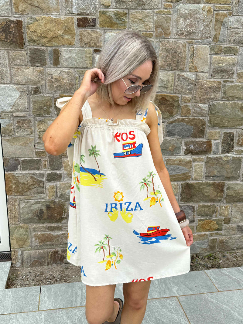 Bella Tie Shoulder Mini Dress - Ibiza