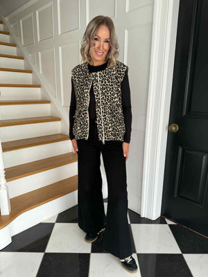 Lillie Sleeveless Bubble Hem Jacket - Leopard