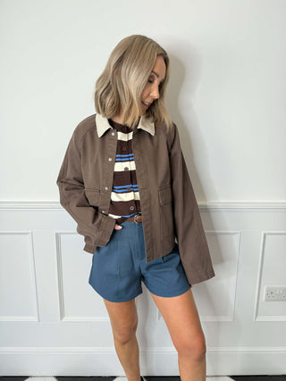 Bett Canvas Denim Jacket - Coffee Quartz