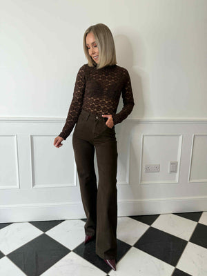 Karina Straight Leg Jeans - Brown