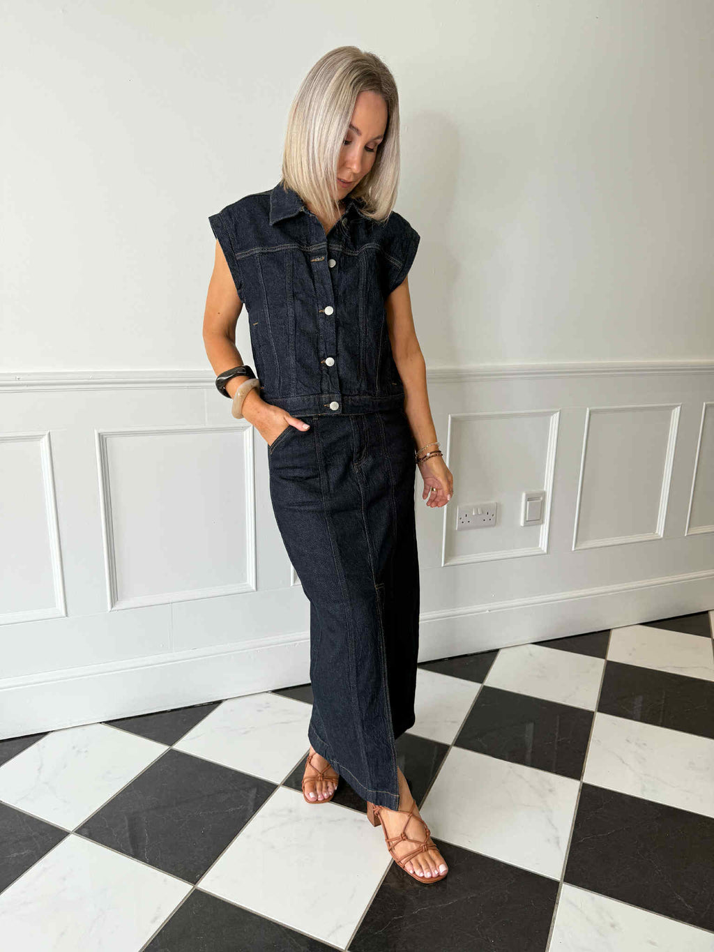 Jaf Sleeveless Denim Vest - Dark Denim