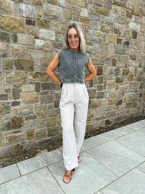 Yaz Denim Waistcoat - Washed Black