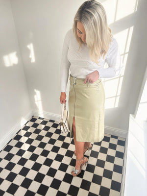 Kane Faux Leather Skirt - Eucalyptus
