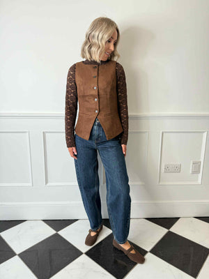 Rakel Suede Waistcoat - Brown