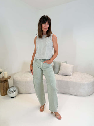 Faith Denim Top - Pinstripe