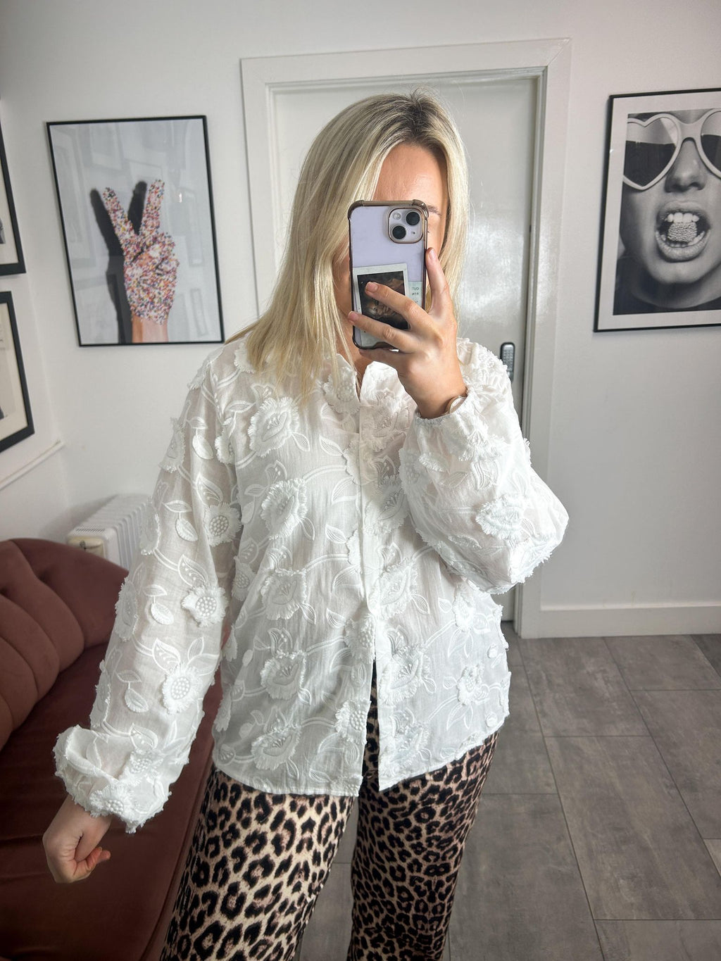 Lolly Textured Blouse - White