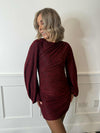 Tiffany Mini Ruching Dress - Burgundy