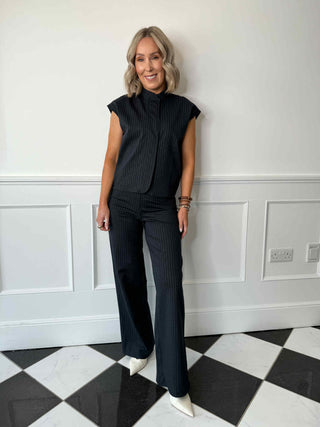 Bia Trousers - Maritime Blue Pinstriped