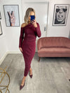 Zara Embellished Midi Skirt - Burgundy