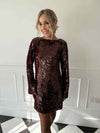 Brioni Sequin Bow Mini Dress - Wine