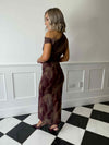 Eliana Sleeveless Mesh Dress - Burgundy/Khaki