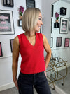 Scout V-Neck Reversible Knit - Red