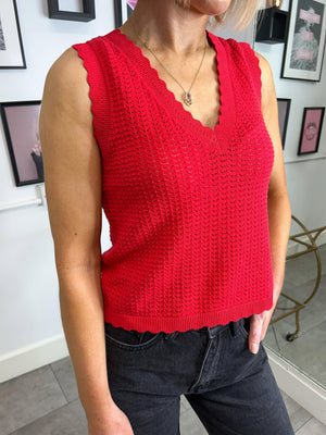 Scout V-Neck Reversible Knit - Red